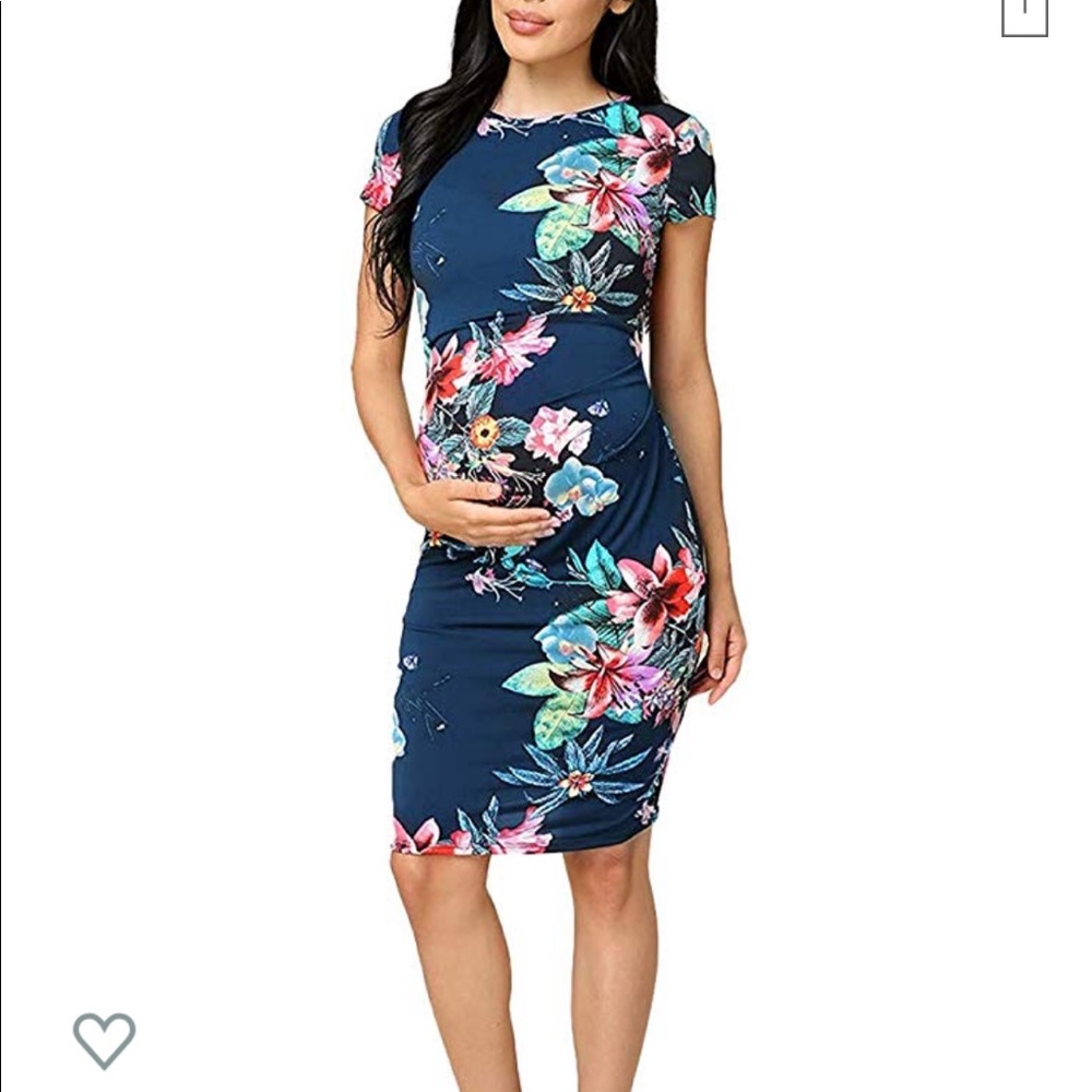 Blue Floral Maternity Dress